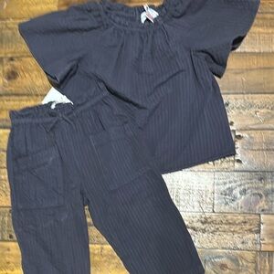 Zara Kids Navy Pinstripe Top and Pants Matching Set